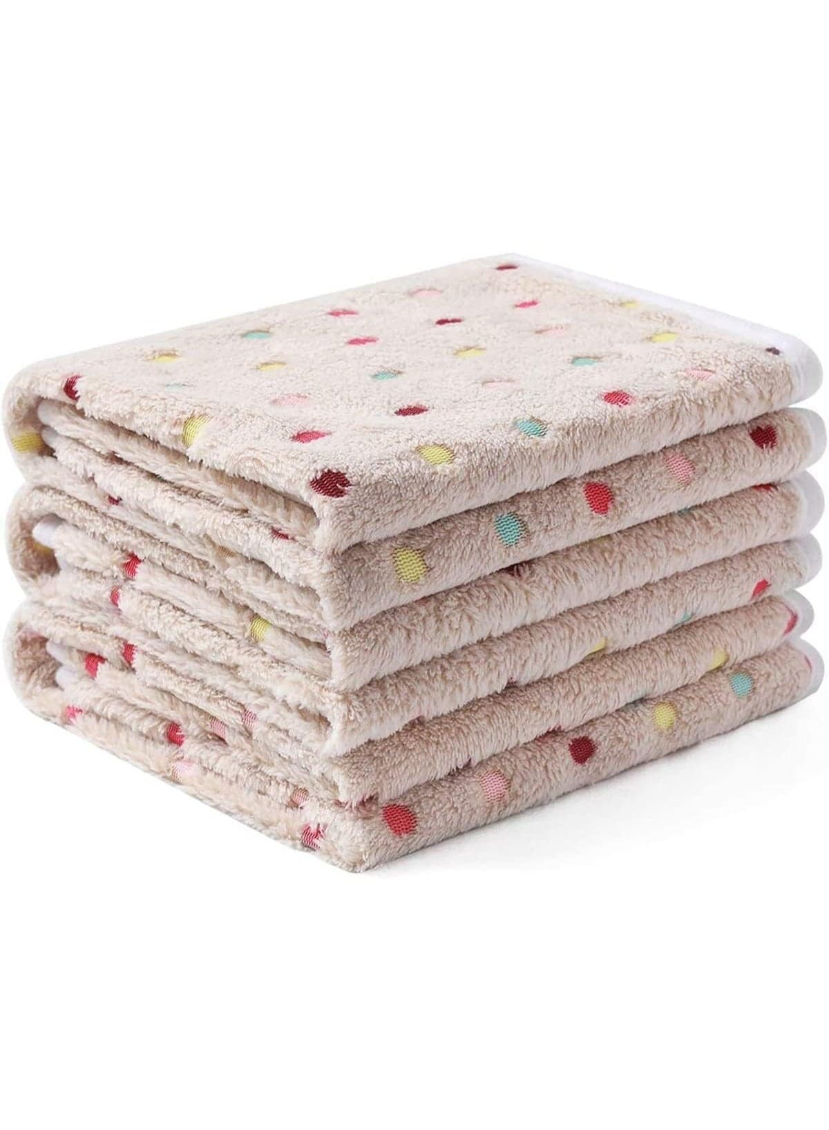 3 Pcs Dog Blanket, Soft Fluffy Fleece Pet Blankets for Puppy & Kitten, Warm Lightweight Sleep Mat for Small Animals, Furniture Protector, 30 x 20.5 Inch, Coffee Color with Paw Print
