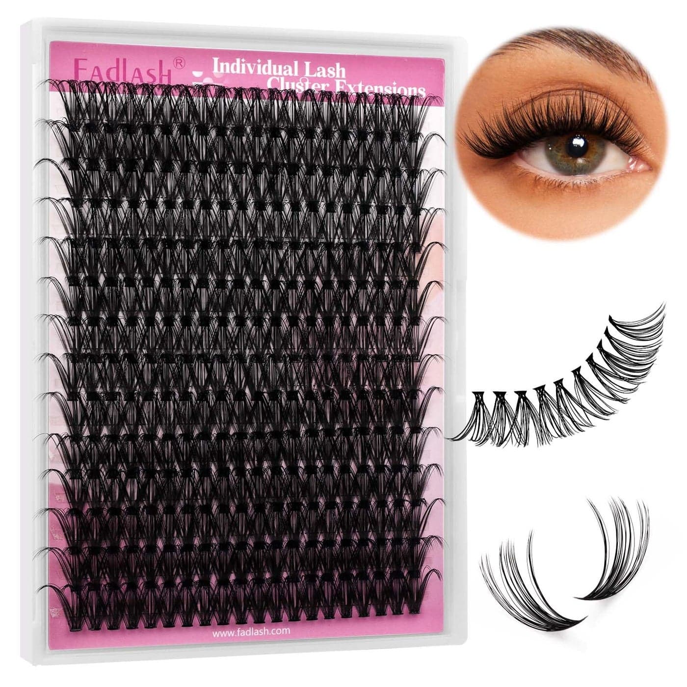 Individual Lashes 18mm Cluster Lashes Large Tray DIY Lash Extension D Curl Lash Clusters Soft Individual Lash Extensions Eyelash Clusters Wispy Cluster Eyelash Extensions 40D007D 18mm