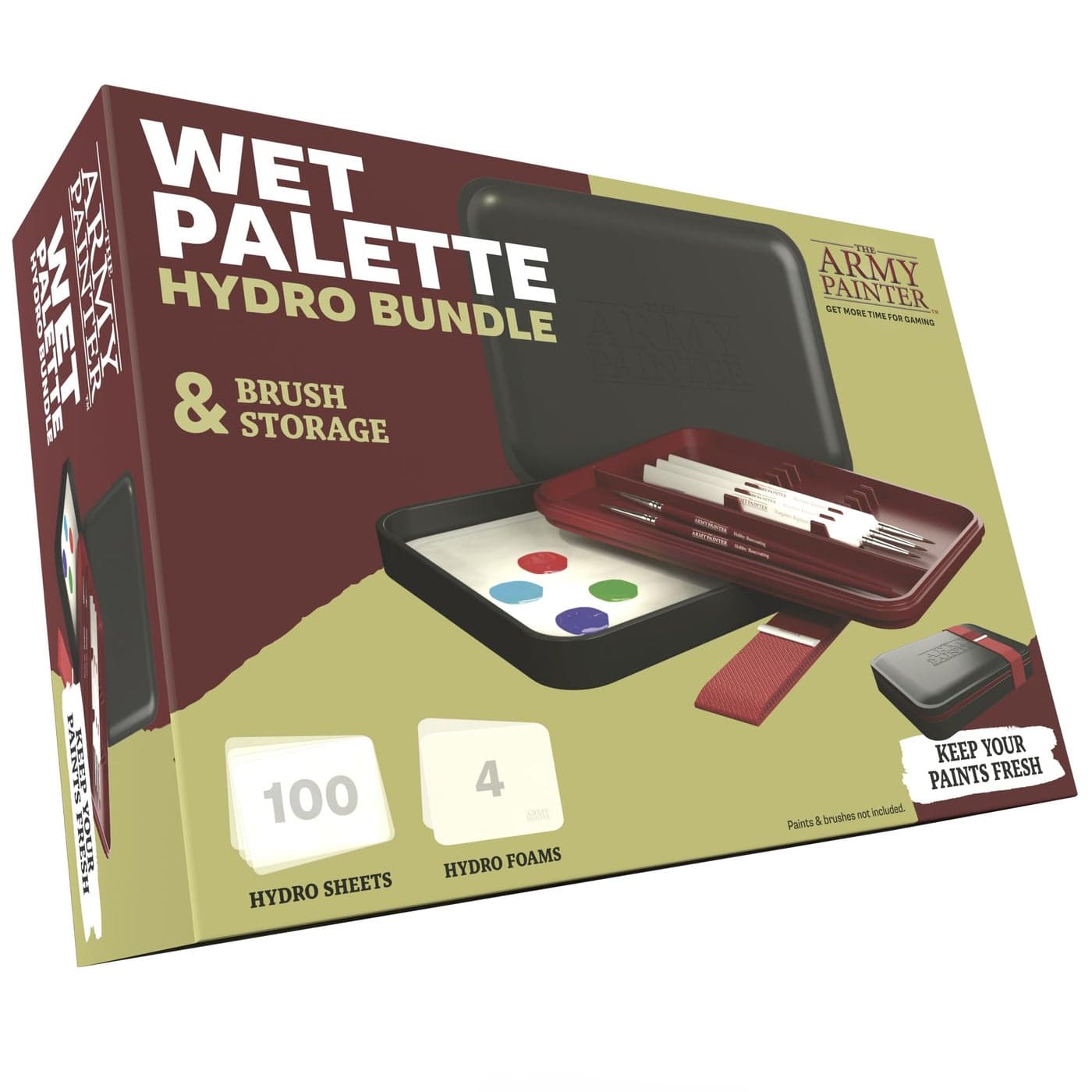 The Army Painter Hydropack Bundle Stay Wet Palette for Acrylic Painting Acrylic Paint Palette 100 Pcs Palette Paper and 4 Wet Pallet Sponges