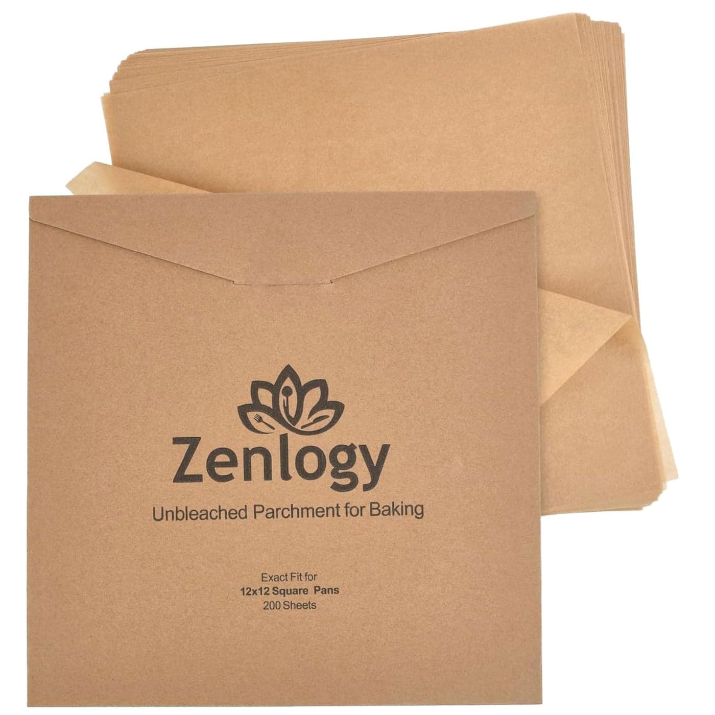 Zenlogy 12x12 Parchment Paper Squares 200 Sheets Unbleached High Heat Nonstick Precut Baking Paper for Dehydrator Ninja Foodi Flip Air Fryer Toaster Oven and so much more