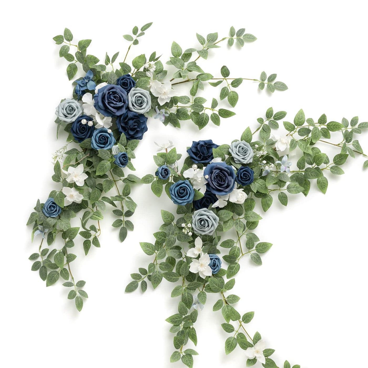 Lings Moment 2PCS Dusty Blue Artificial Floral Swags Centerpieces Wedding Flower Rose Garland Greenery Arrangements for Sweetheart Table Decor Backdrop Arch Flowers Wall Home Garden Decorations