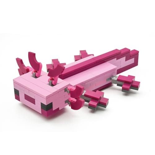 Pink Axolotl Building Block Set Compatible with Lego 630 Accessory Pixel Style Axolotl Animal Building Set Best Gift for Kids 4 164Pcs