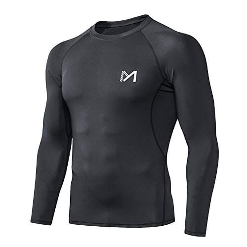 MEETYOO Mens Compression Long Sleeve Athletic Workout Undershirt, Black, Large US