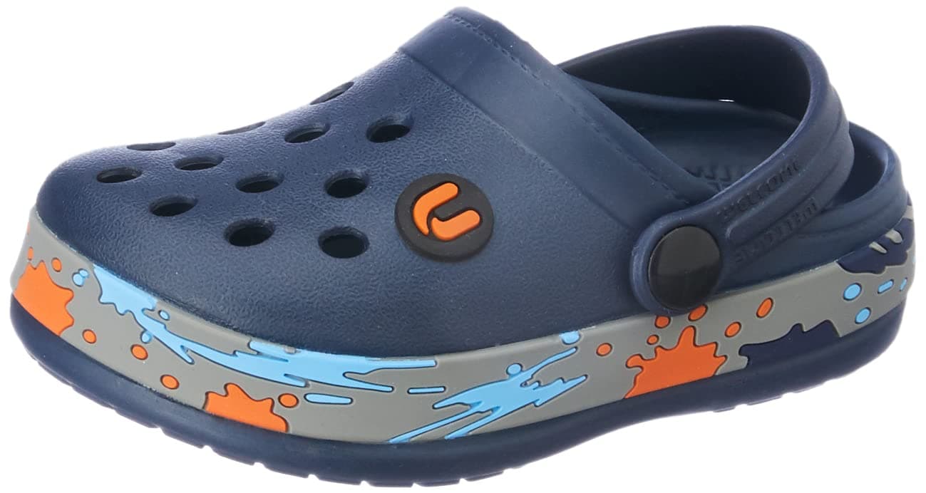 URJO Unisex Casual Clogs/Sandals for Kids with Soft Sole | Waterproof & Lightweight | Comfortable & Durable | Stylish Adustable Back Strap Indoor & Outdoor Sandals/Clogs for Boys & Girls Navy(Neoz)