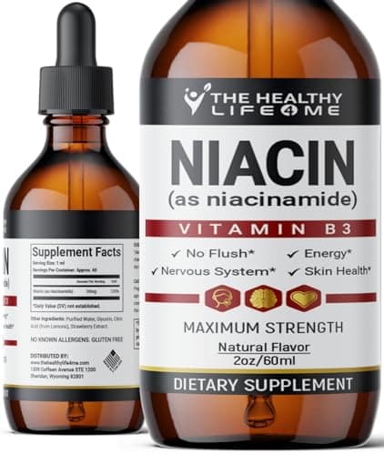The Healthy Life 4 ME Vitamin B3 Niacinamide Liquid 20mg Serving 60 Days Supply Vitamin B Liquid Drops 2oz Clear