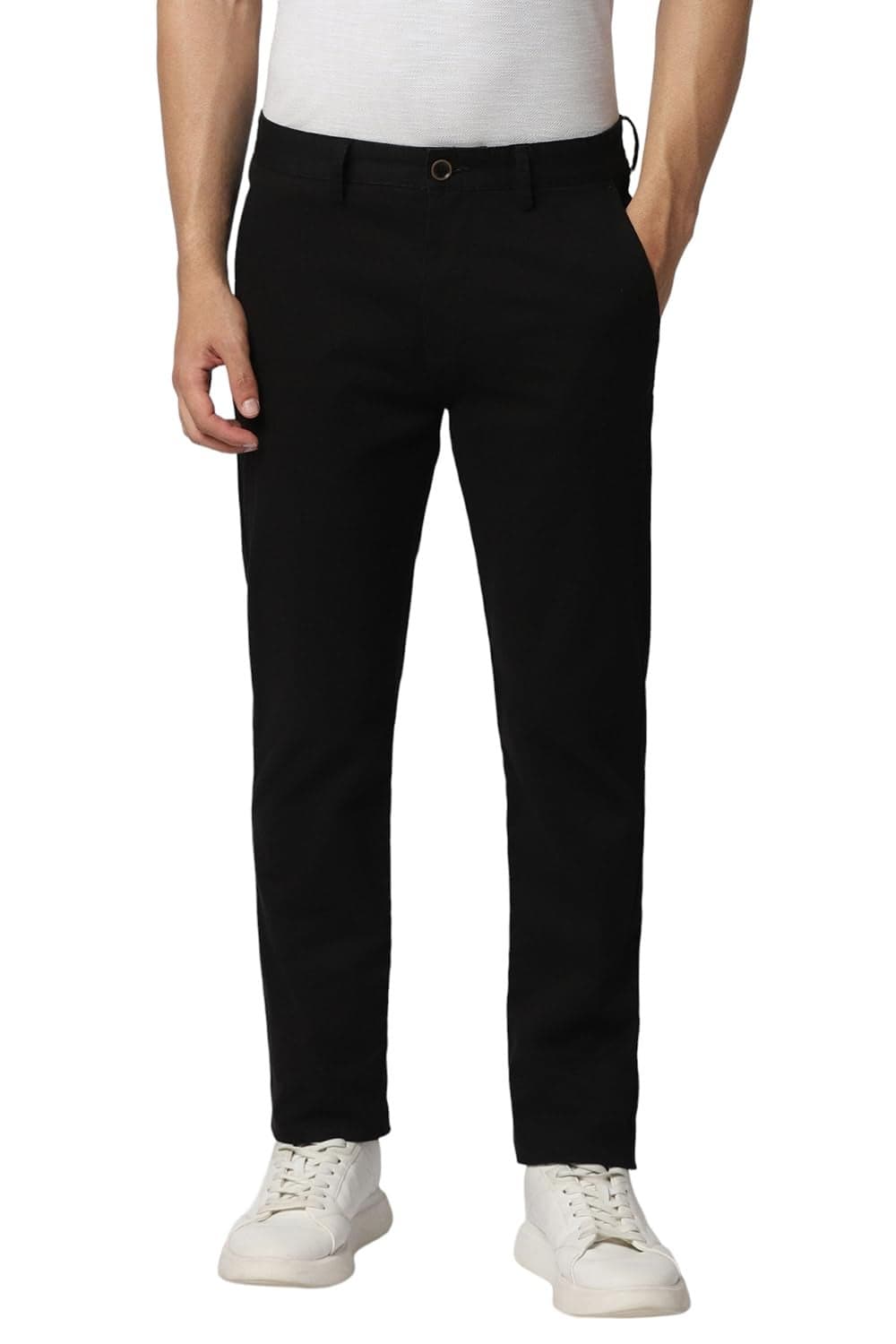 Men Black Solid Super Slim Fit Chino Casual Trousers