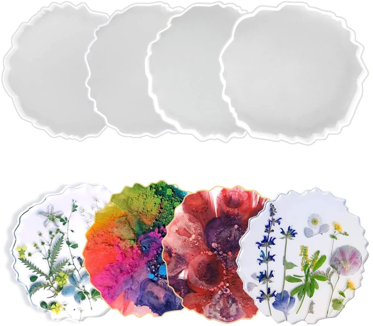 SNOOGG® Resin Coaster Molds, Agate Coaster Molds for Making Resin Geode,Agate Slice Coasters,Cup Mats,Home Decoration Pack of 2