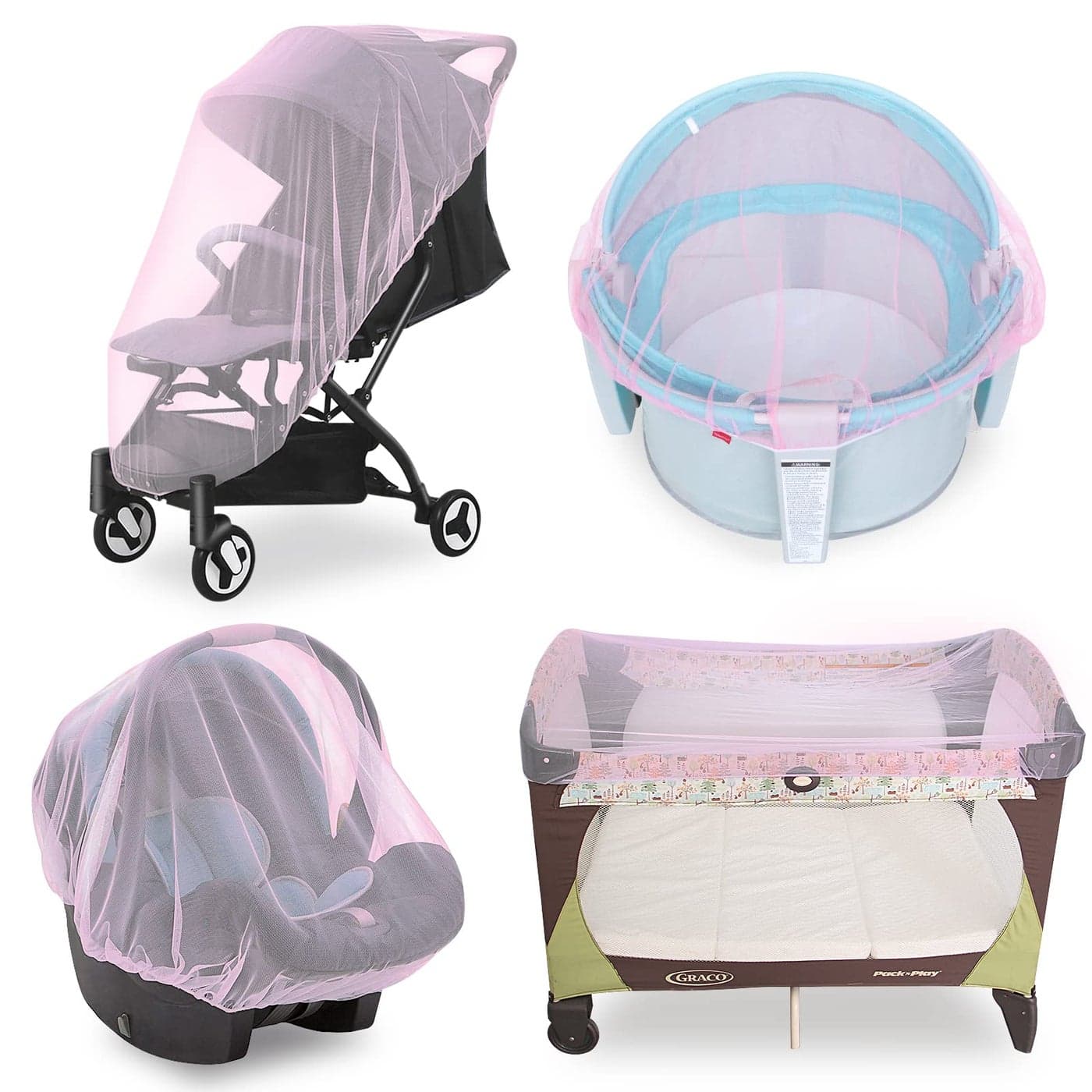 Mosquito Net for Stroller Baby Mosquito Net Perfect Bug Net for Strollers, Bassinets, Cradles, Playards, Pack N Plays and Portable Mini Crib, Baby Insect Netting, Pink