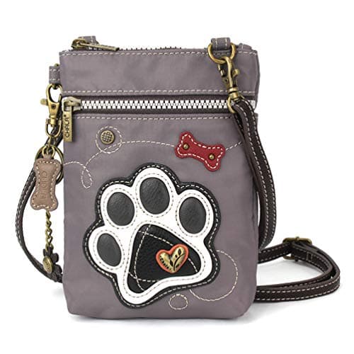 CHALA Crossbody RFID Cell Phone Purse - Women Nylon/Faux Leather Multicolor Handbag with Adjustable Strap Venture - Pawprint - gray