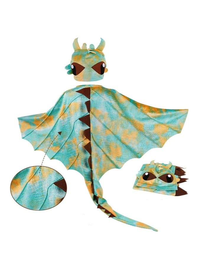 Dinosaur scale pattern cloak hat mask children's performance clothing Halloween cosplay costume