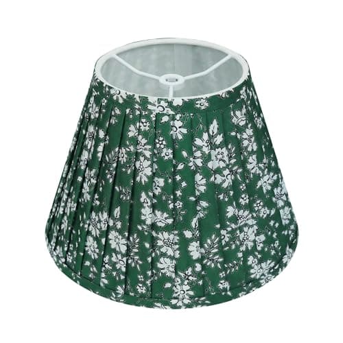 Green Floral Small Lamp Shade - 1 Pack, 5x9x6.2 Inch Empire Pleated Lampshade for Bedside, Desk & Nightstand Lamps, Spider Fitter, No Assembly Needed, Perfect for Cozy Cottage, Farmhouse & Country