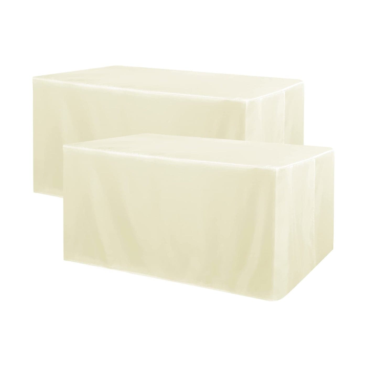 Obstal 2 Pack Table Clothes for 6 Foot Rectangle Tables Water Resistant Washable Fabric Polyester Rectangle Table Cover Protector for Wedding Banquet and Trade Shows 72L x 30W x 30H Inches Cream