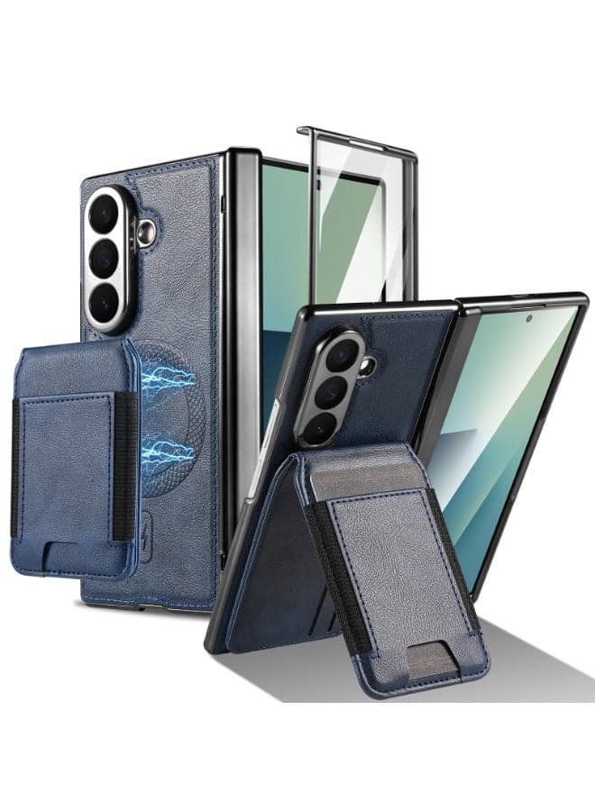 Galaxy Z Fold 7 Case, 2 in1 Leather Fold 7 Case with Card Holder Magnetic Flip Kickstand Compatible with Samsung Z Fold 7 5G