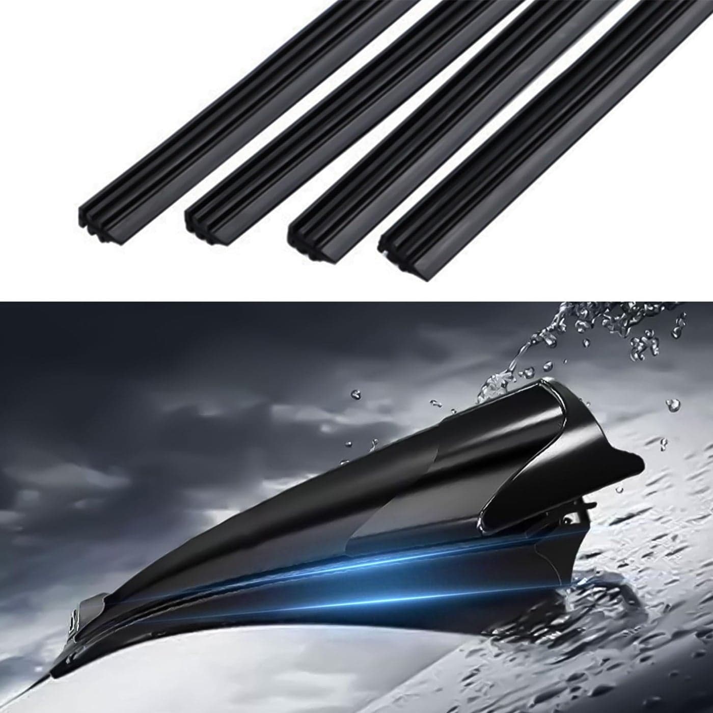 4PCS Wiper Blade Refill Universal Car Accessories 26 Adjustable Size of Universal Replacement Windshield Wiper Refill Replacement for Front Rear Windshield Wiper Baldes Rubber Strip 26Inch