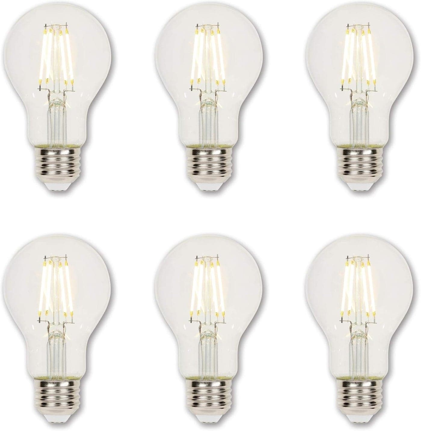 Westinghouse 5316420 45 Watt 40 Watt Equivalent A19 Dimmable Clear Filament LED Light Bulb Medium Base 6Pack