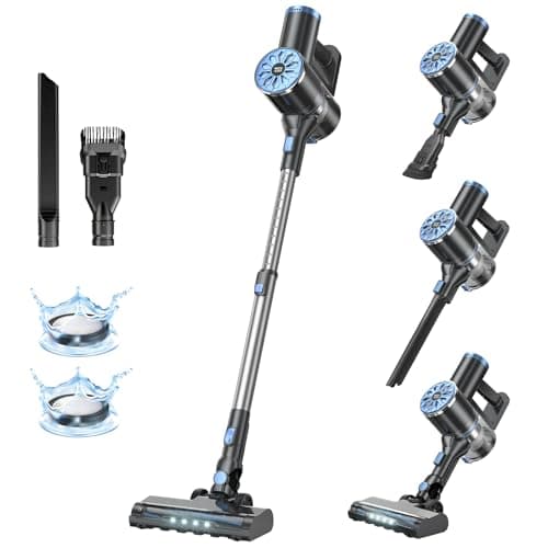 VIPSUN Cordless Vacuum Cleaner with Self-Standing, LED Screen Stick Vacuum Cleaners for Home, Lightweight Powerful Suction Vacuum, 6-in-1 Rechargeable Vacuum for Carpets, Pet Hair, Hardwood Floors