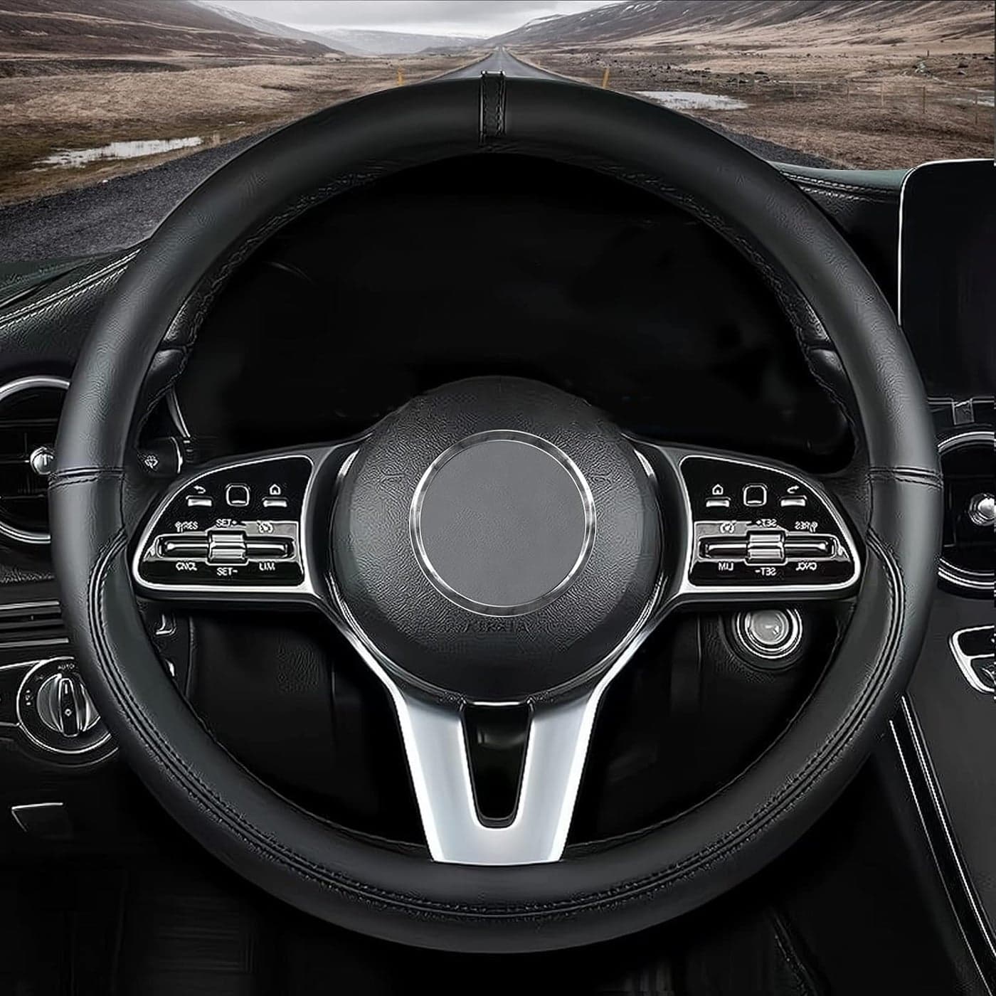 Custom fit for Kia Car Steering Wheel Cover Nappa Leather Car Steering Wheel Cover NonSlip Steering Wheel Cover Designed for Kia Interior Accessories Blackfor Kia