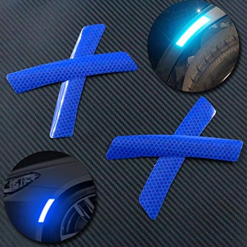 Allure Auto® 4pcs 3D Super Reflective Stickers Carbon Fiber Strips Car Side Door Edge Bumper Anti-Scratch Protection Guards Trim Stickers (Wheel Eyebrow Stickers Blue) for Nissan Sunny