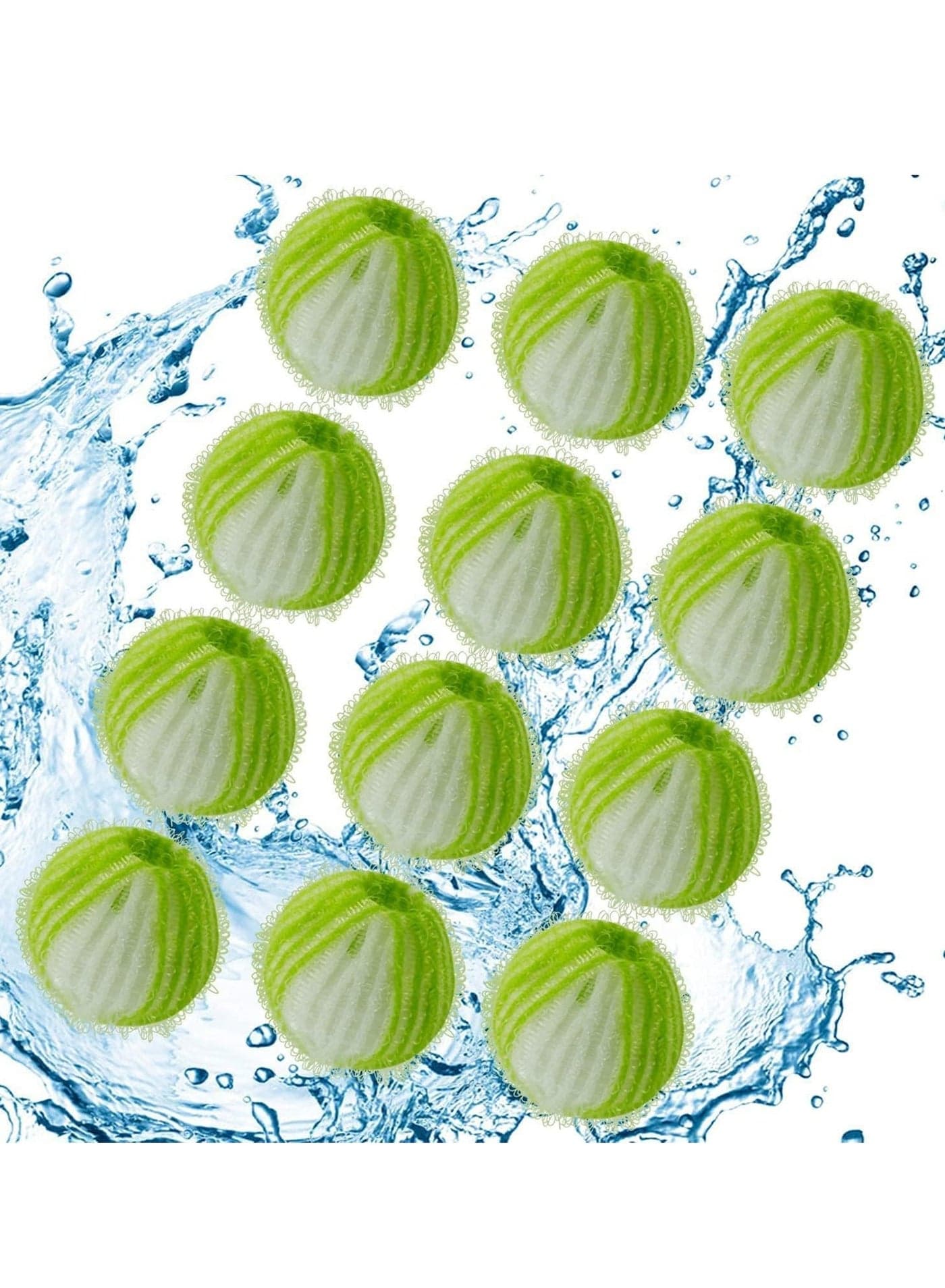 12 Pack Pet Hair Remover, Reusable Dryer Lint Remover Washing Balls, 35mm Washing Balls, Washing Machine Hair Catcher, Effcient Cleaning, for Dogs and Cats, White and Green