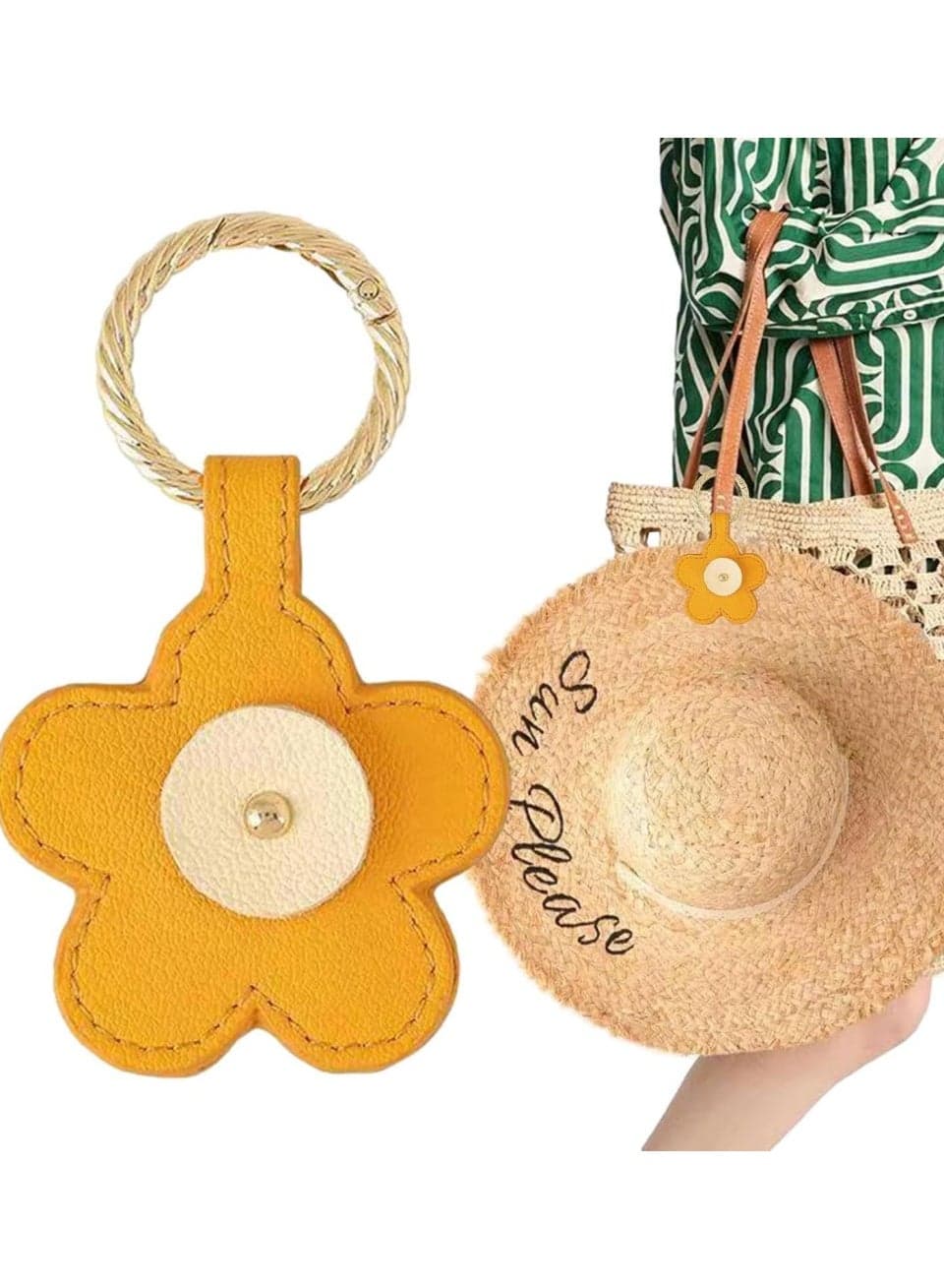 Magnetic Flower Hat Clips for Women - Cute Multifunctional Travel Hat Holder with Secure Pocket Clip - Rustproof Metal Sunglasses & Cap Keeper for Backpacks, Beach Bags, Purses - Must Have Vacation Accessories (Yellow).