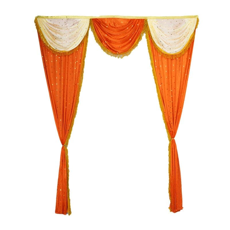 PRIYAKANT SAFAWALA Ganpati Decoration Entry Gate Ideas at Home Festival Wedding Birthday and Special Ganesh Chaturthi Decoration Gate Size Width 5 Feet and Hight 6 Feet Orange and Fown