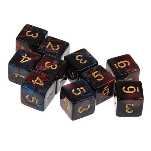 Yiotfandoll 10PCS Polyhedral Dice D6 Acrylic 16mm 6 Sided Double Color Game Dice for RPG MTG DND Table Games Red Blue