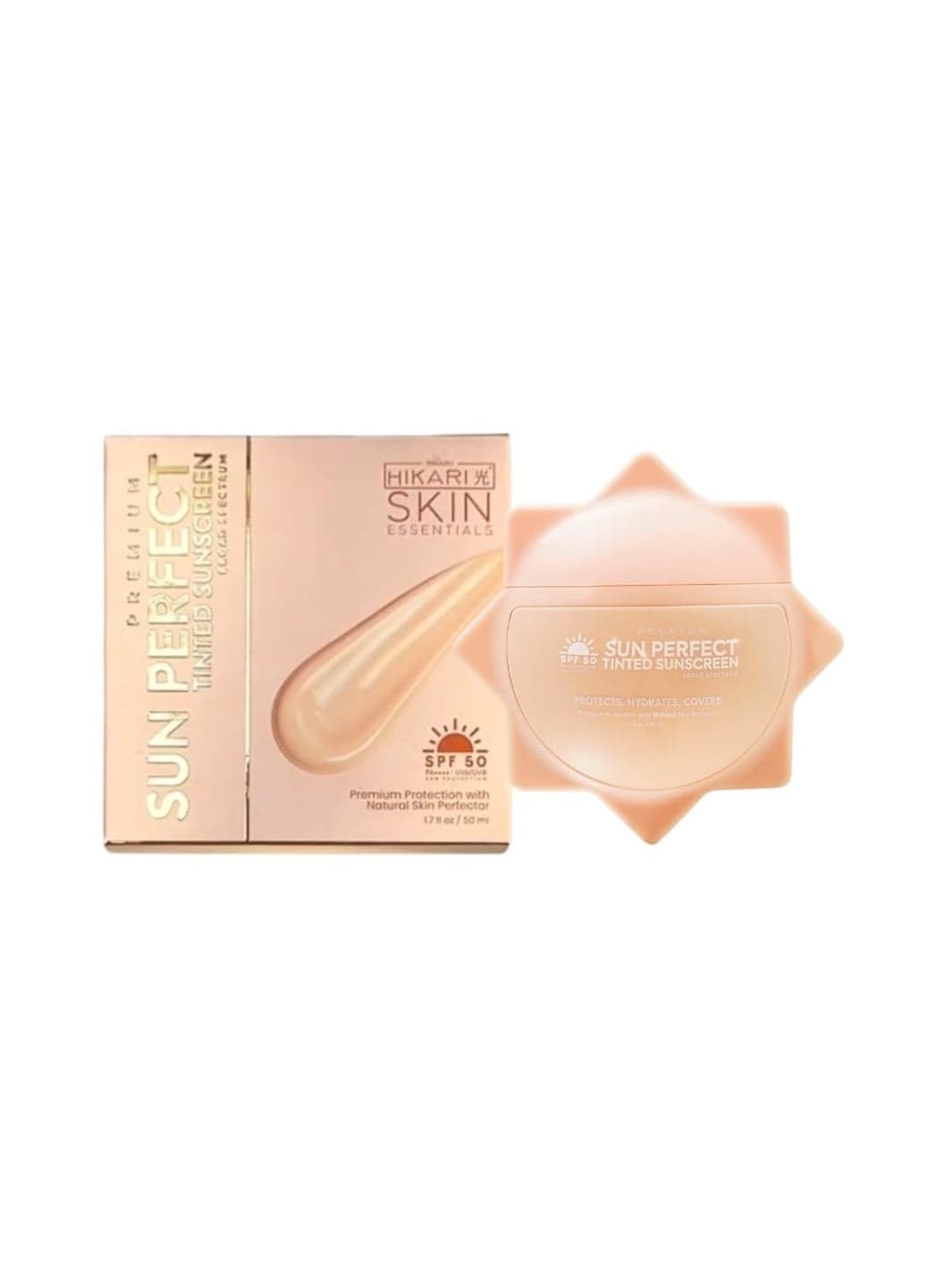 Stay protected and radiant with Hikari Skin Essentials Sun Perfect Tinted Sunscreen SPF 50, offering lightweight texture, even tone coverage, hydration, and long-lasting sun defense for a fresh, flawless appearance