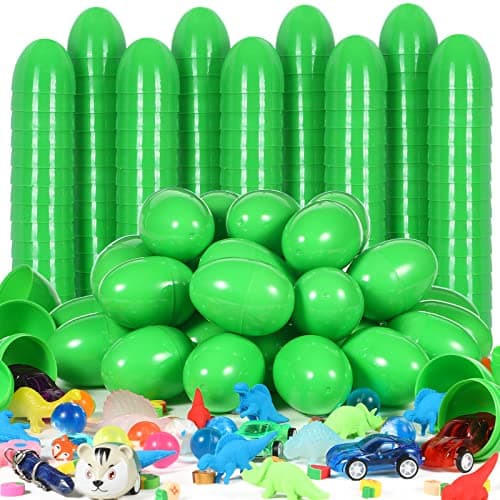 Deekin 100 Pcs Plastic Easter Eggs Fillable Empty Colorful Bright Eggshells for Easter Hunt Filling Treats Party Favor Basket Stuffers Classroom Prize SuppliesGreen