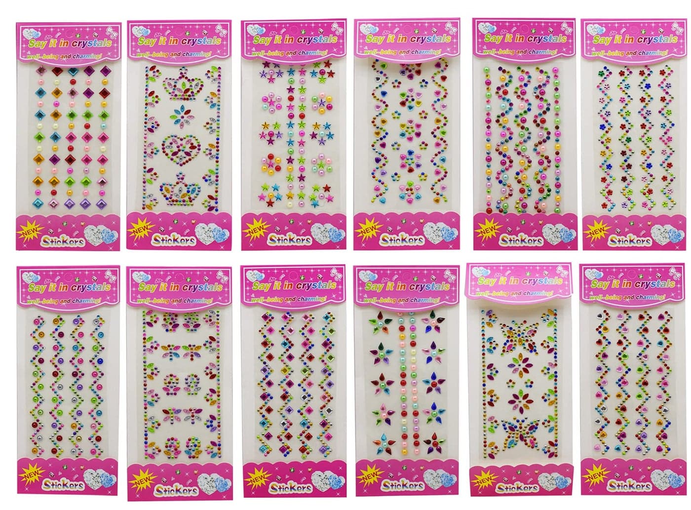 Asera Self-Adhesive Multicolor Stone Pearl Stickers for Art and Craft Activity (Set of 12)