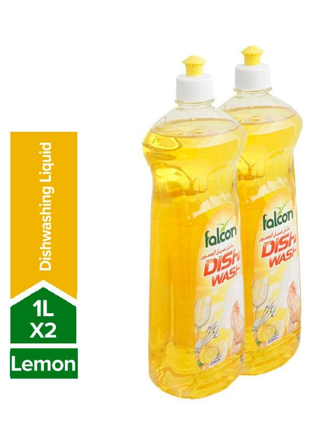 2-Piece Lemon Dishwasher Liquid Yellow 1Liters