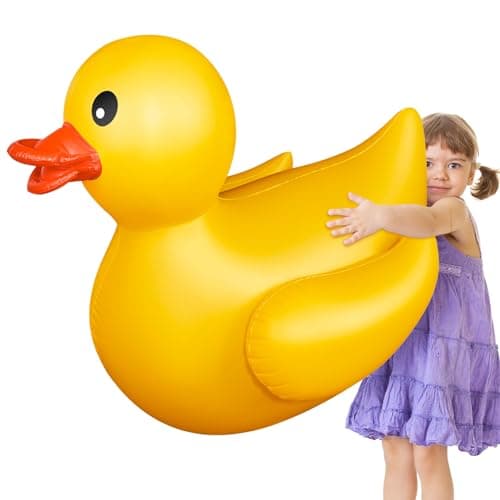 Hungdao 1 Pack 4 Feet Giant Inflatable Duck Huge Rubber Duck Large Blow up Pool Float for Summer Beach Swimming Pool Carnival Birthday Party Parade Decoration (Yellow)