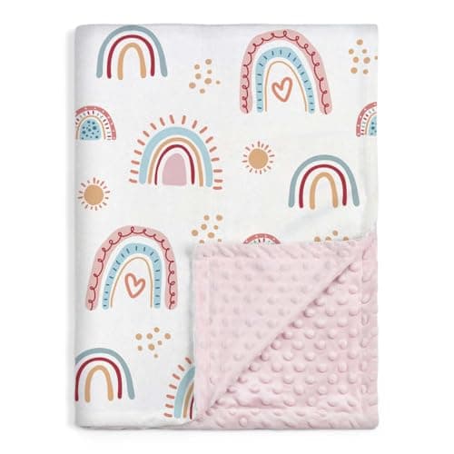SANDJEST Rainbow Kid Blanket for Girls - 30 x 40 Kids Minky Blanket - Gifts for Kids on Birthday Christmas Nursery Bedroom Decor