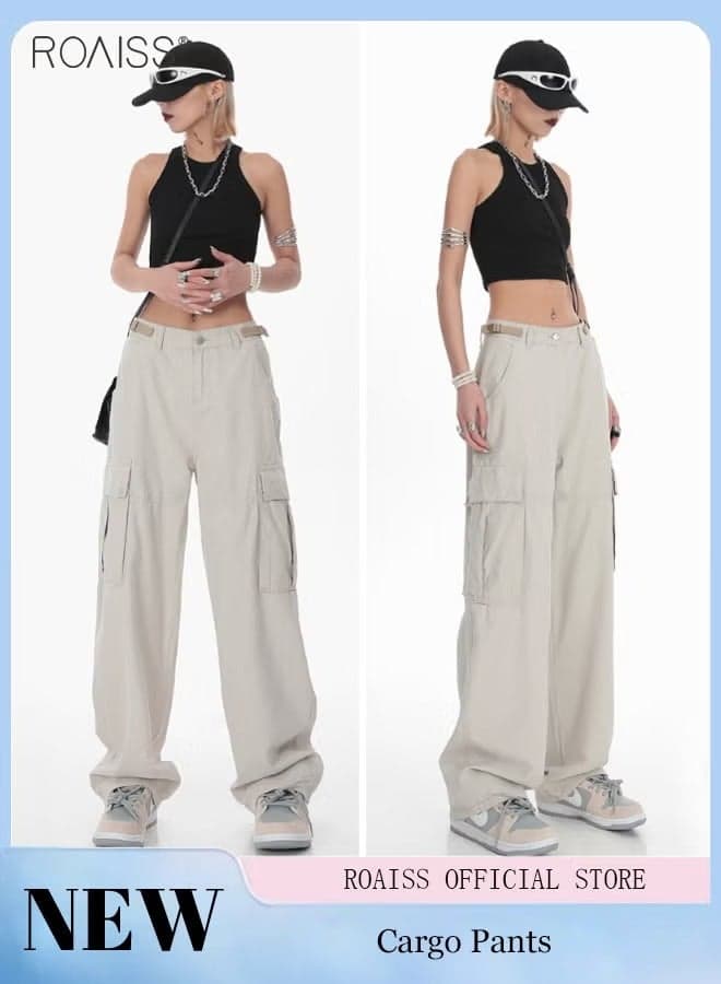 Women Classic Cargo Pants, Casual Joggers Pants, Wide Leg Sweatpants with Multiple Pockets, Suitable for Daily Wear, Outdoor or Any Physical Activities