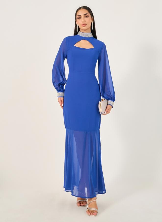 Cobalt Sheer Hem Dress