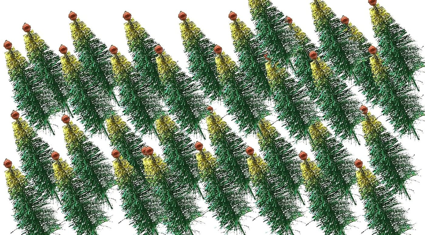Forty Wings Set of 100 Pcs Mini Xmas Christmas Tree for Christmas DecorationChristmas Cake DecorationChristmas Craft Item Christmas Decoration Item Christmas Ornaments Xmas Decor