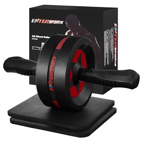 EnterSports Ab Roller Wheel for Abs Workout Abdominal Exercise Equipment with 2 Knee Pads for Home Gym Core Strength Training Fitness Equipment for Men Women Red