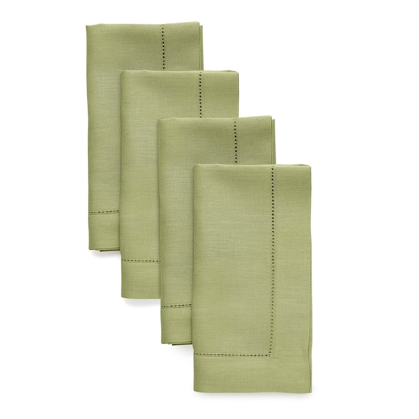 Solino Home Linen Napkins Set of 4 Classic Hemstitch 100 Pure Linen Moss Green Dinner Napkins Cloth 20 x 20 Inch for Winter Spring Easter St Patricks Day Handcrafted and Machine Washable