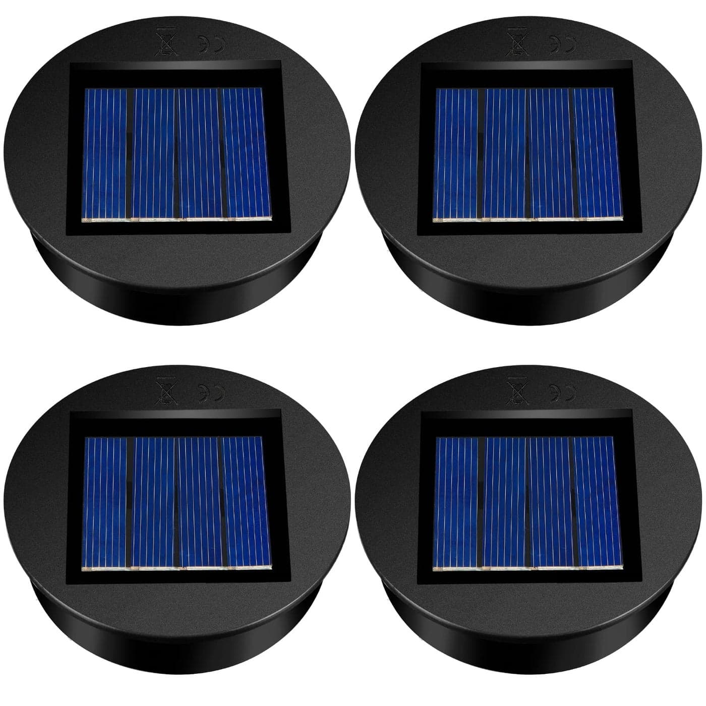 4 Pieces Replacement Solar Light Tops Outdoor Hanging Lantern Solar Light Parts Round Waterproof Decorative for Outdoor Hanging Lanterns Warm315 Inch in Diameter