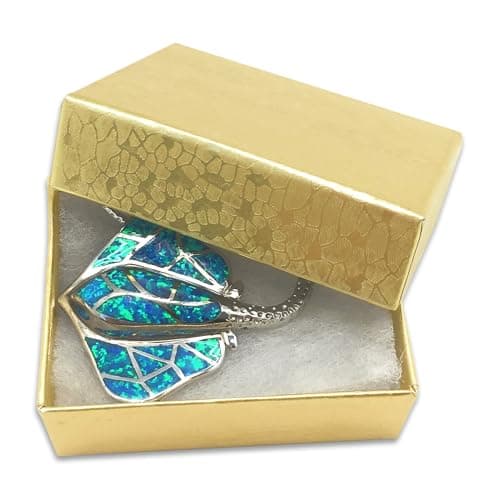 TheDisplayGuys - 100-Pack #10 Cotton Filled Cardboard Paper Jewelry Boxes Gift Case - Gold Foil (1.9" x 1.3" x 0.7") - for Shipping or Storage