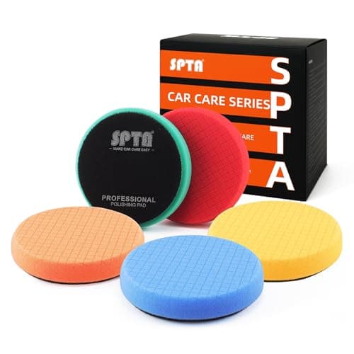 Buffing Polishing Pads SPTA 5Pcs 35 Inch Face for 3 Inch 76mm Backing Plate Mix Cutting force Buffing Pads Cutting Polishing Pad Kit For Car Buffer Polisher CompoundingPolishing Waxing FPTFS3MIX