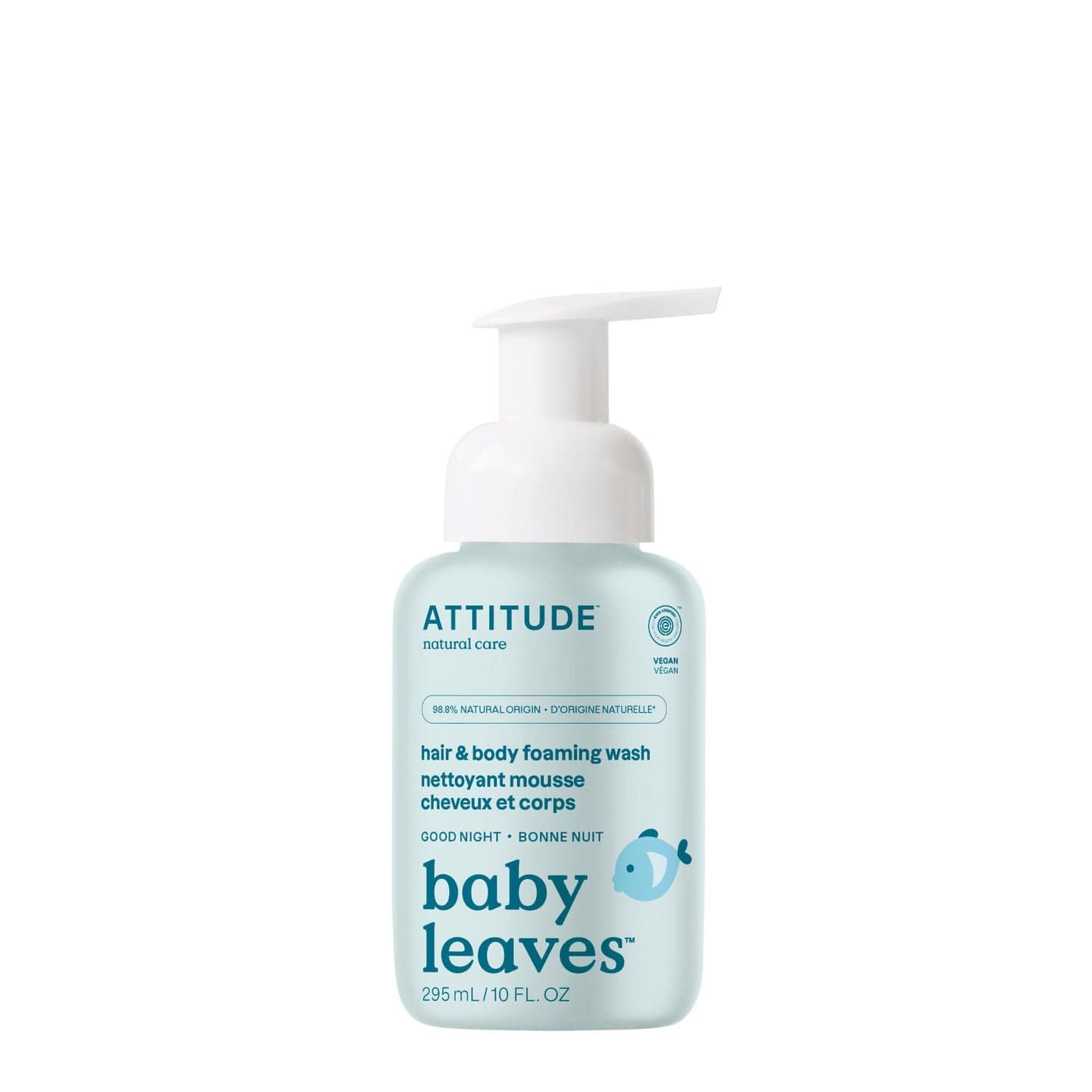 ATTITUDE 2in1 Hair and Body Foaming Baby Wash EWG Verified Shampoo Soap Dermatologically Tested Made with Naturally Derived Ingredients Vegan Good Night 10 Fl Oz