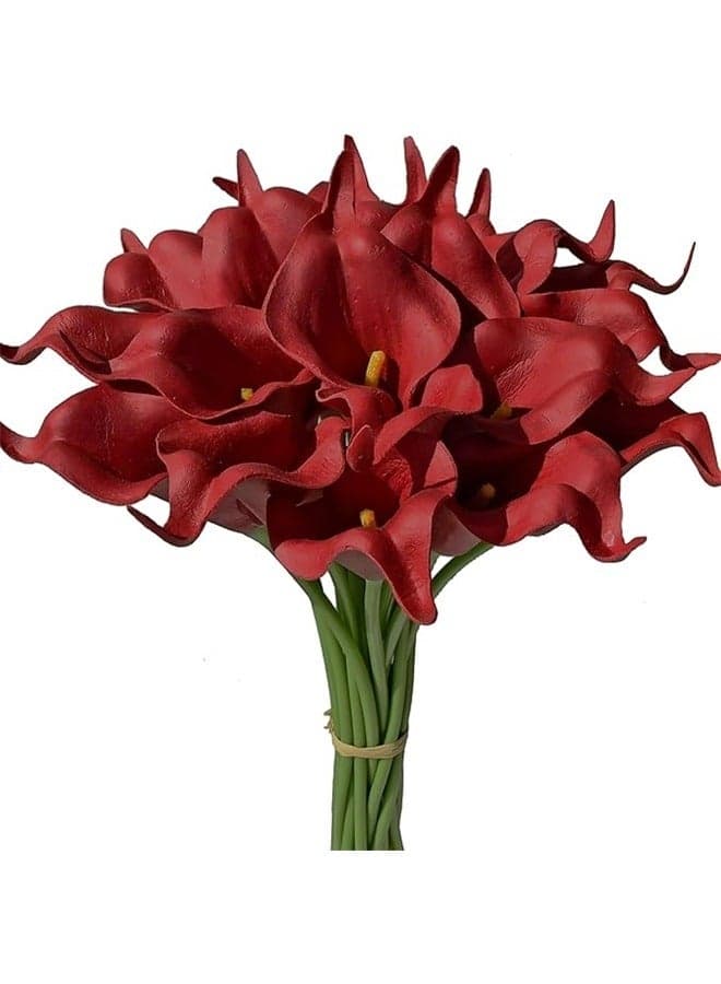 16-Piece Artificial Calla Lily Flowers Red 36x6cm,Artificial Calla Lily Flower Real Touch Latex Flowers for Wedding Bouquet Party Home Decor