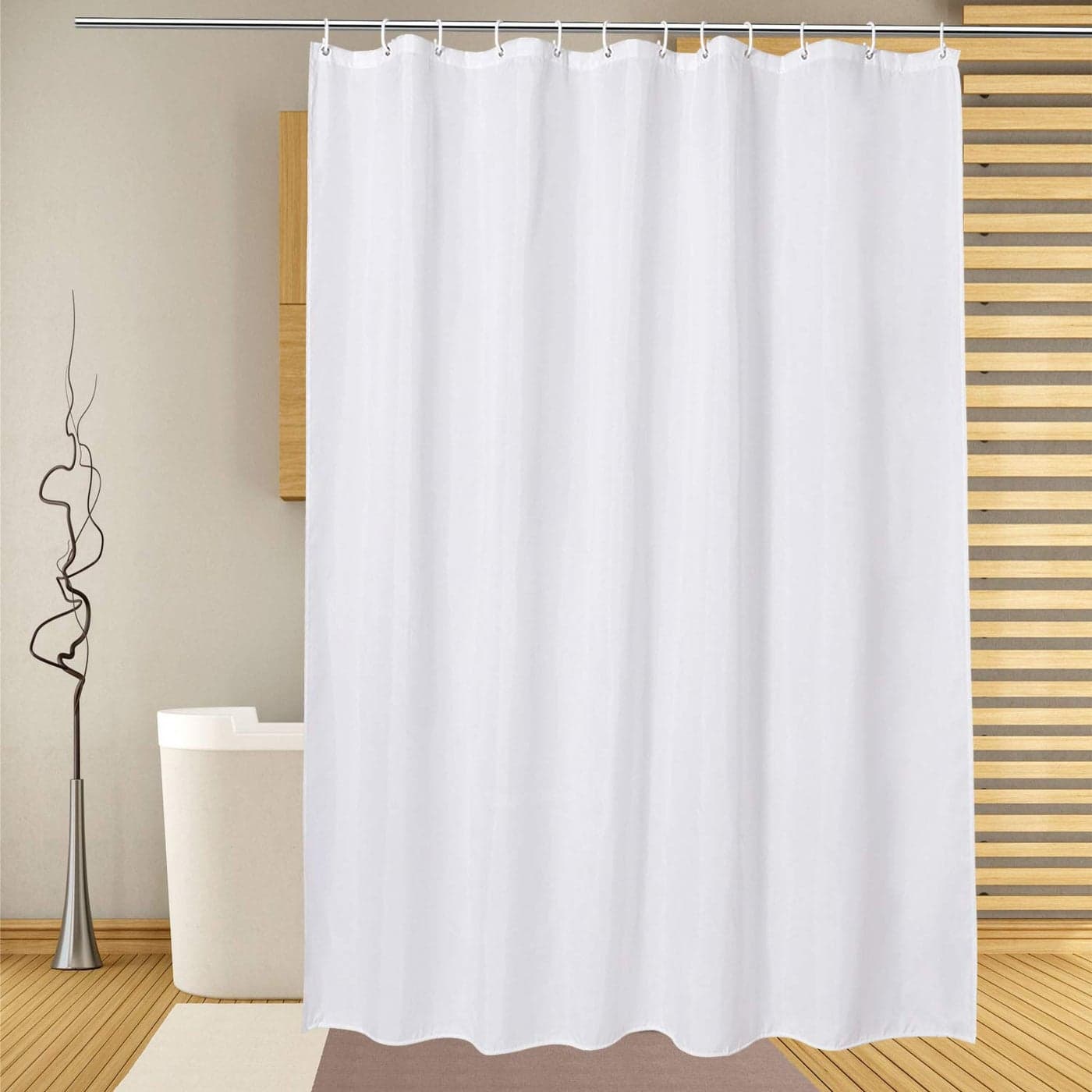 EurCross Extra Long Shower Curtain Liner 72 x 86 inch White Fabric Shower Curtains for Spa Hotel Bathroom Water Repellent Machine Washable 86 Inches Long