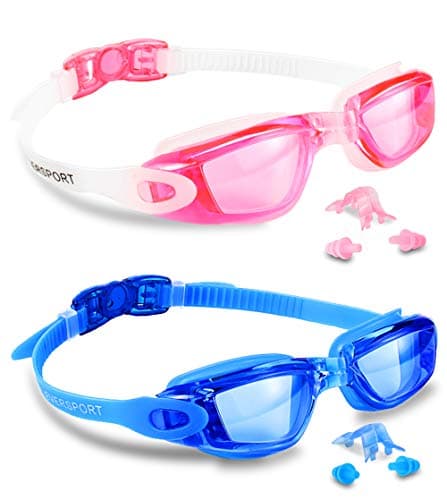 EverSport Swim Goggles, Pack of 2, Swimming Glasses for Adult Men Women Youth Kids Child, Anti-Fog, UV Protection, Shatter-Proof, Watertight(Blue&Pink)