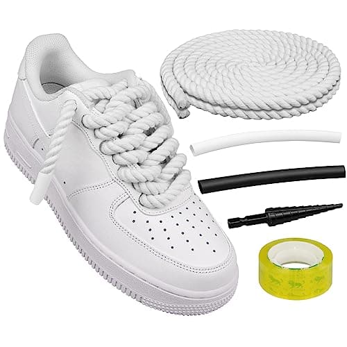 Endoto Rope Laces for Air Force 1, Thick Chunky Fat Shoelaces Strings for AF Sneaker Shoes(Color:White,Size:8.5MM)