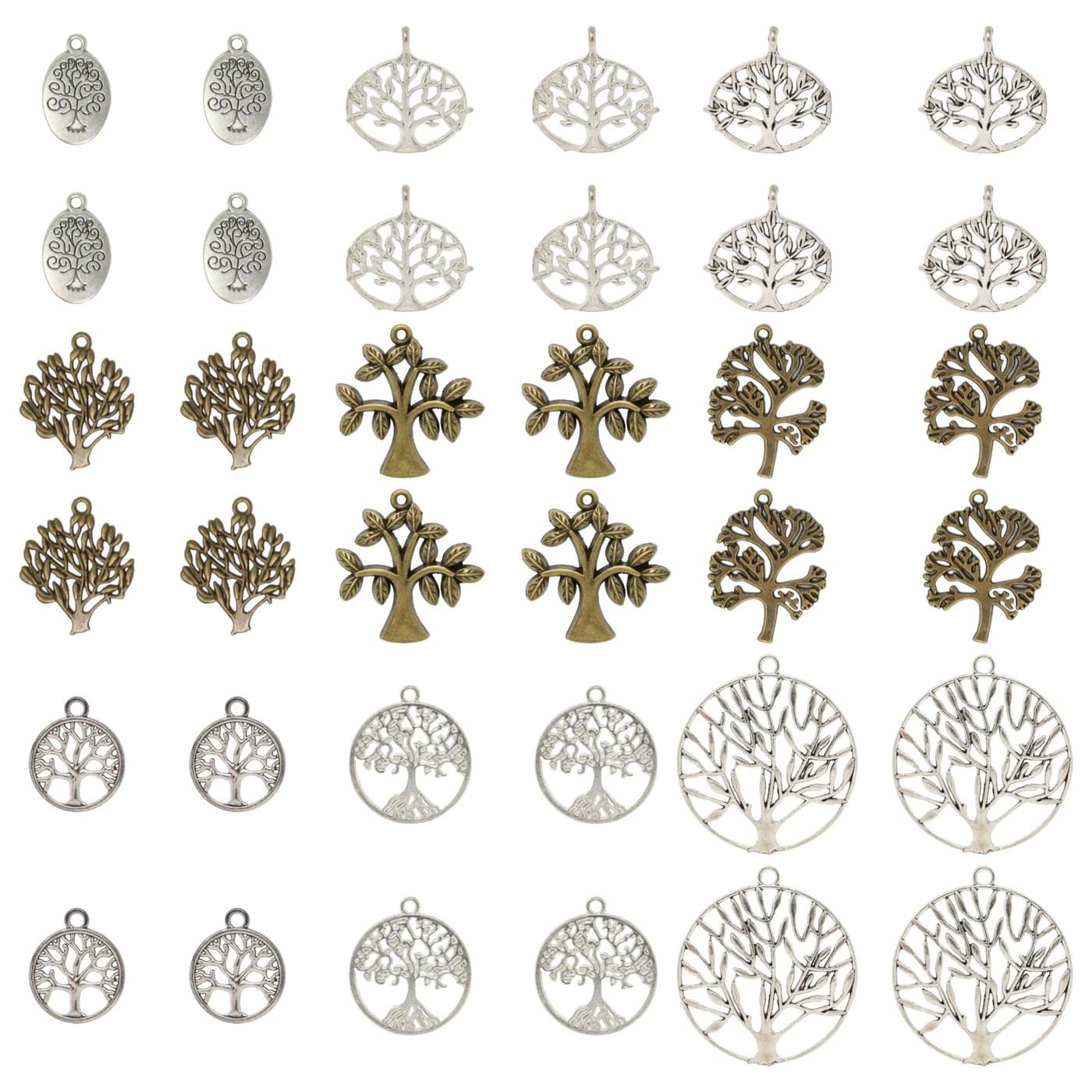 yueton Pack of 45 Alloy Tree of Life Charms Pendents Jewelry Findings for Making Bracelet and Necklace