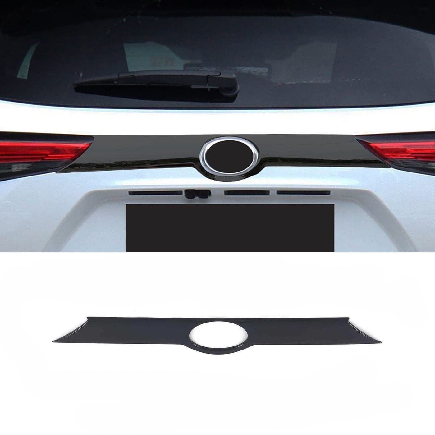 KELEIMAI Car Accessories Tail Gate Grille Decoration Protector Guard Plate Fit For Toyota Highlander 2021 2022 2023 2024 2025 Rear Exterior Trunk Streamer Cover Trim Black ABS 1 PC