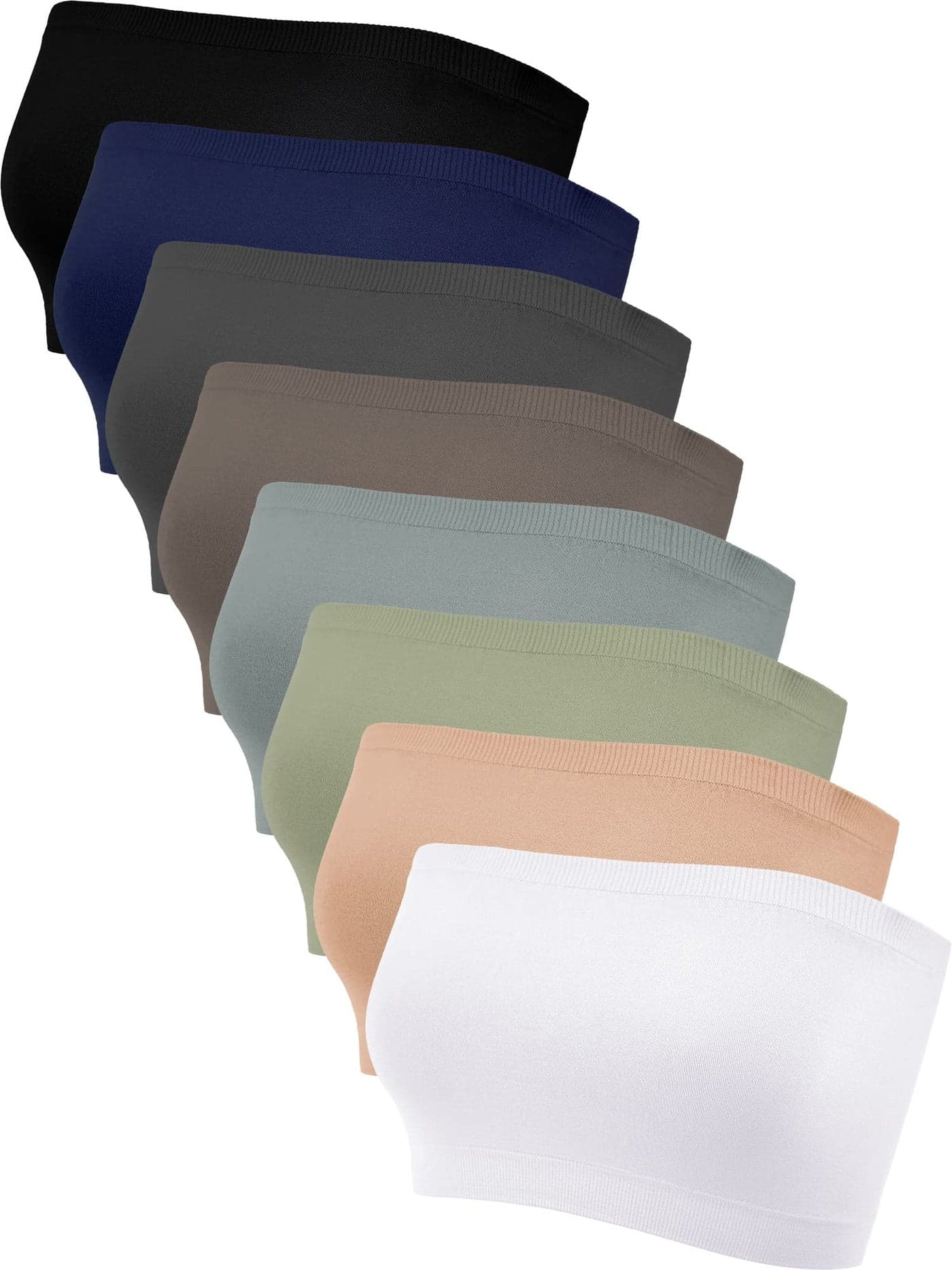 Bencailor 8 Pieces Bandeau Top for Women, Strapless Tubes Non Padded Seamless Bralettes Stretchy Sports Bra(Large,Fresh Colors)