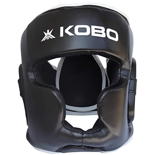 Kobo BXH-01 Boxing Head Guard P.U Leather MMA Head Gear Fighting Head Guard Sparring Helmet for Kickboxing Karate Taekwondo (Black) (Medium)