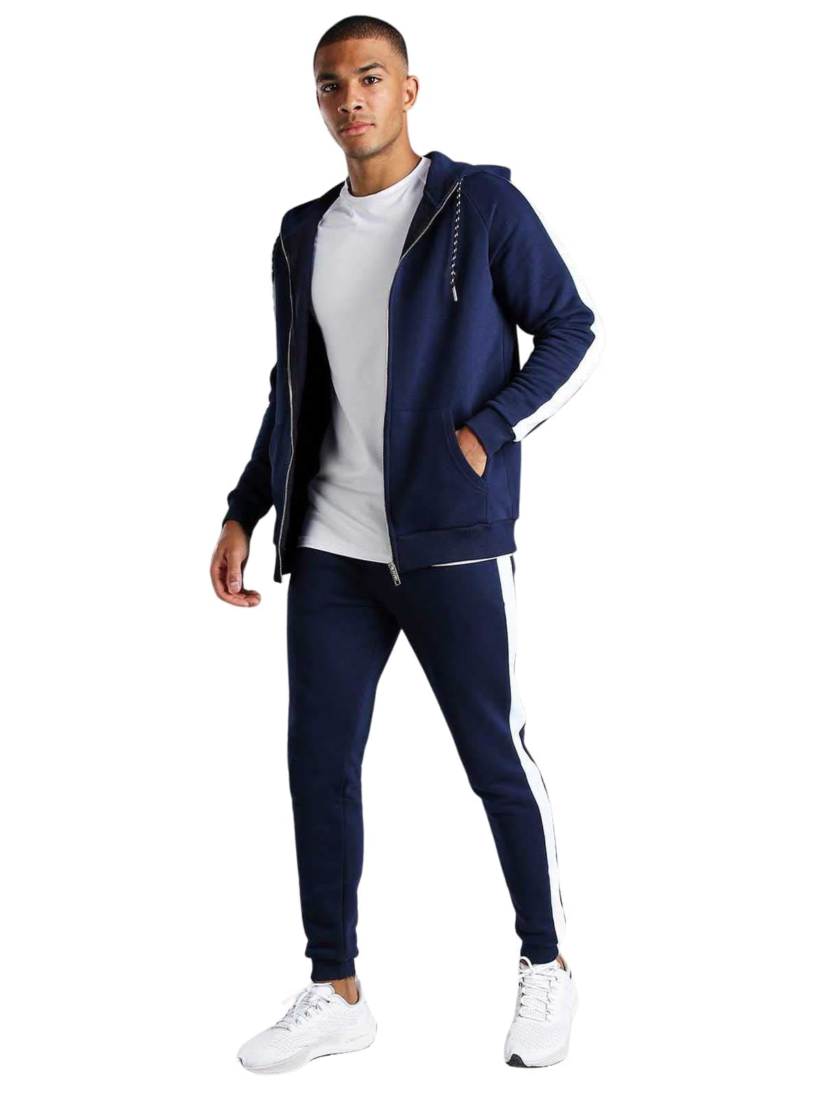Nobero Men's Comfortable Navy Blue Brady Co-ord Set | Stylish Track Suit | Breathable fabric - 2XL